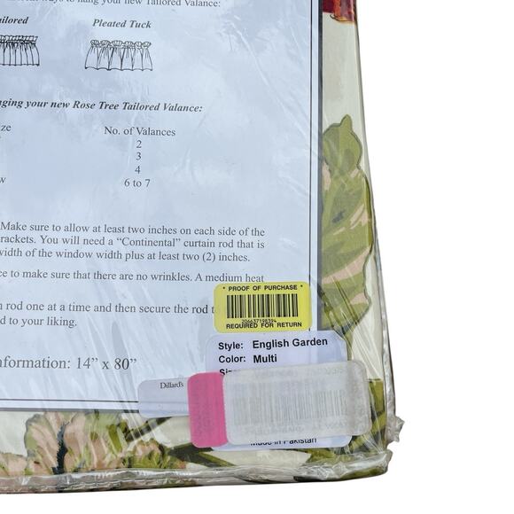 Rose Tree English Garden Set Of 2 Matching Tailored Valances 14" × 80" New - Picture 3 of 3